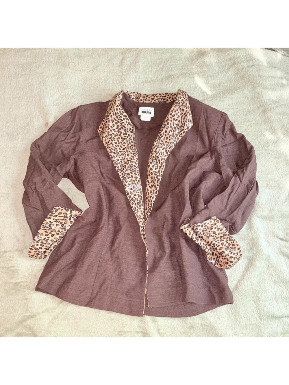 Brown and Cheetah Print Corporate Baddie Vintage Blazer
